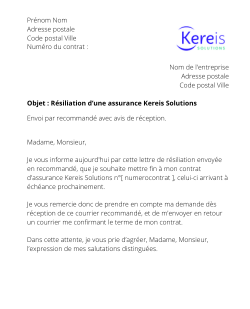 la lettre pour resilier une assurance kereis solutions