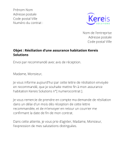 la lettre pour resilier une assurance logement kereis solutions