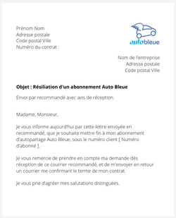 la lettre pour resilier un abonnement dautopartage auto bleue