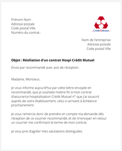 la lettre pour resilier une assurance hospitalisation credit mutuel