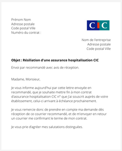 la lettre pour resilier une assurance hospitalisation cic