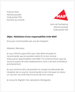 la lettre pour resilier une responsabilite civile maif