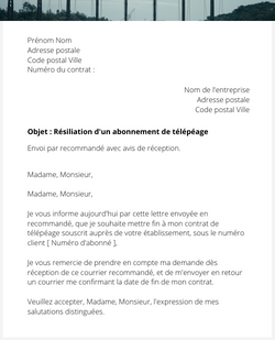 la lettre pour resilier un abonnement de telepeage