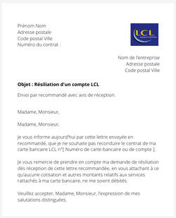 la lettre pour resilier un compte lcl