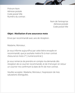 la lettre pour resilier une assurance moto