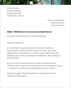 la lettre pour resilier une assurance dependance