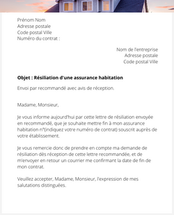 la lettre pour resilier une assurance habitation