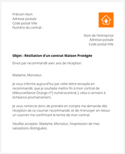 la lettre pour resilier une telesurveillance orange