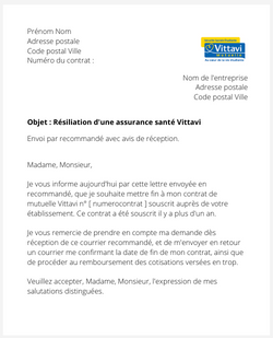 la lettre pour resilier une assurance sante vittavi