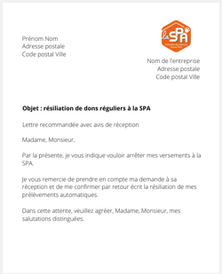 lettre resiliation don spa