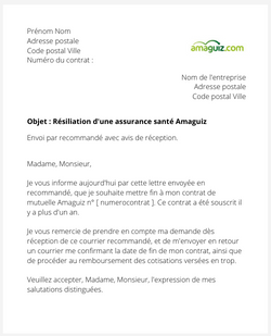 Résiliation d'une assurance santé Amaguiz