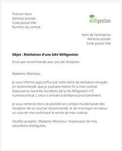 la lettre pour resilier une gav milligestion ucr