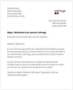 la lettre pour resilier une carte cofinoga