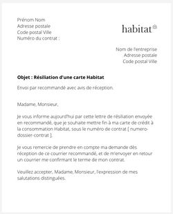 Résiliation d'une carte Habitat