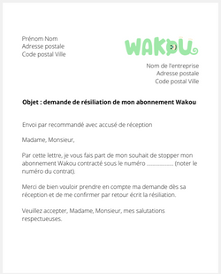 la lettre pour resilier un abonnement wakou