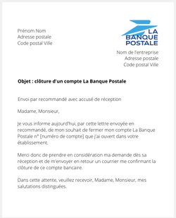 la lettre pour fermer un compte la banque postale