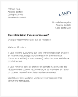 la lettre pour resilier une assurance amp