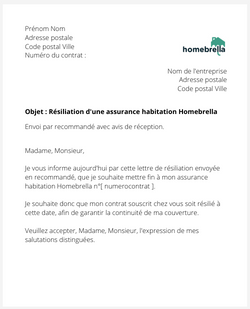 la lettre pour resilier une assurance logement homebrella