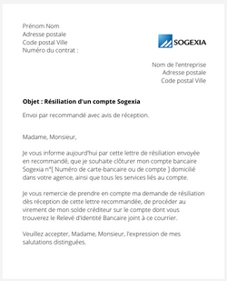 la lettre pour cloturer un compte sogexia