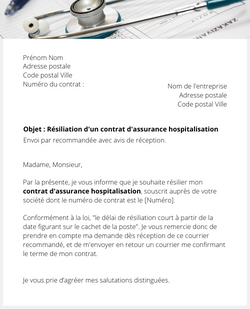 la lettre pour resilier un contrat hospitalisation