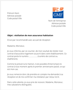 la lettre pour resilier une assurance logement gmf