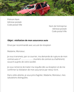 lettre resiliation contrat auto destruction