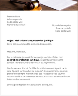 la lettre pour resilier une protection juridique