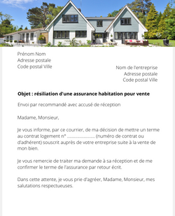 la lettre pour resilier un assurance logement pour vente