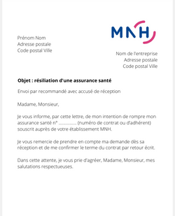 Lettre pour stopper la mutuelle MNH