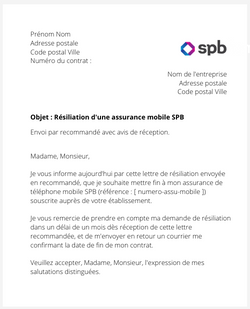 la lettre pour resilier une assurance mobile spb