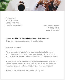 la lettre pour resilier un abonnement presse