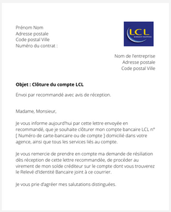 la lettre de cloture pour un compte lcl