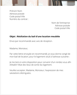 Résiliation du bail d'une location meublée