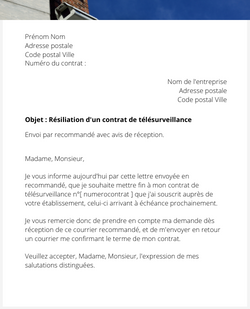 la lettre pour resilier une telesurveillance