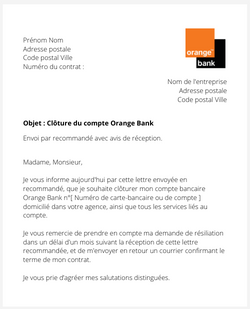 la lettre pour resilier un compte orange bank