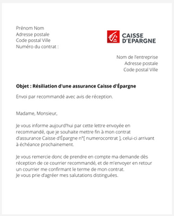 la lettre pour resilier une assurance caisse depargne