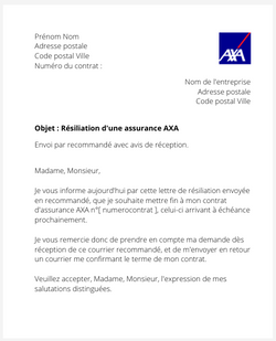 la lettre pour resilier une assurance axa