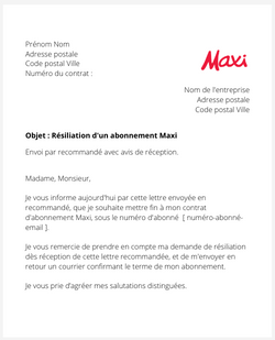 la lettre pour resilier un abonnement maxi