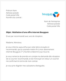 la lettre pour resilier une bbox