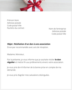 lettre resiliation dons association