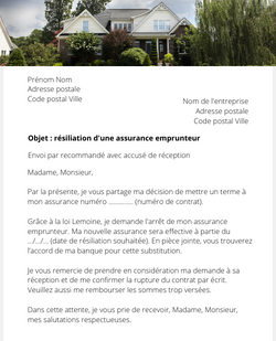 la lettre pour resilier une assurance emprunteur