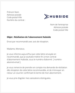 la lettre pour resilier un abonnement hubside