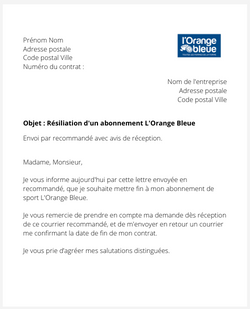 la lettre pour resilier un abonnement lorange bleue