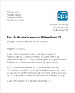 la lettre pour resilier un contrat de telesurveillance eps credit mutuel