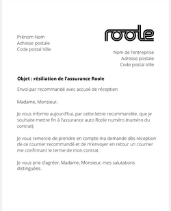 Résiliation d'une assurance auto Roole