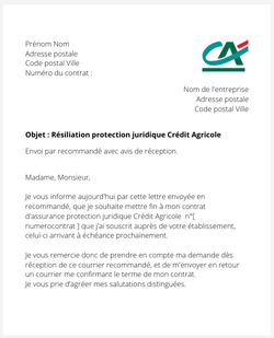 la lettre pour resilier une protection juridique credit agricole pacifica