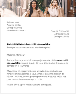 la lettre pour resilier un credit renouvelable