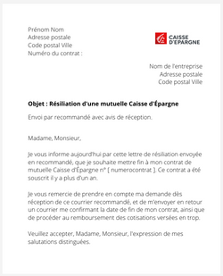 la lettre pour resilier une assurance sante caisse depargne