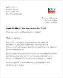 la lettre pour resilier un abonnement que choisir