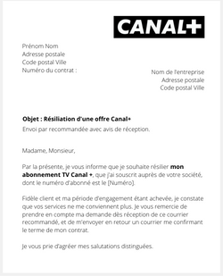 lettre resiliation canal